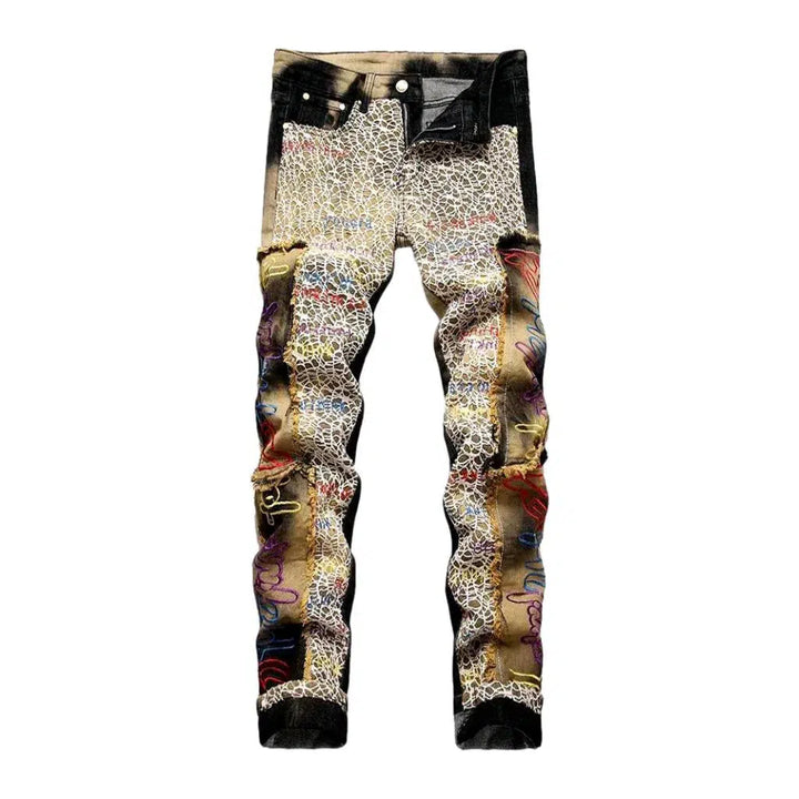 Street men's embroidered jeans