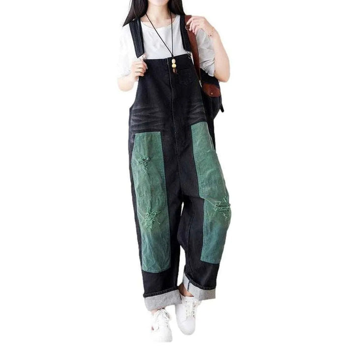 Street Style Denim Dungaree - Green