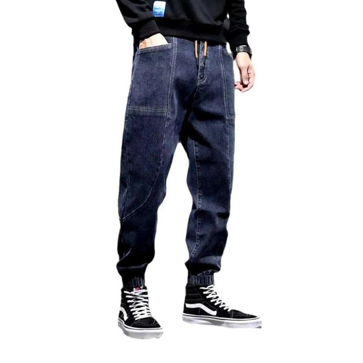 Streetwear dark men's denim joggers