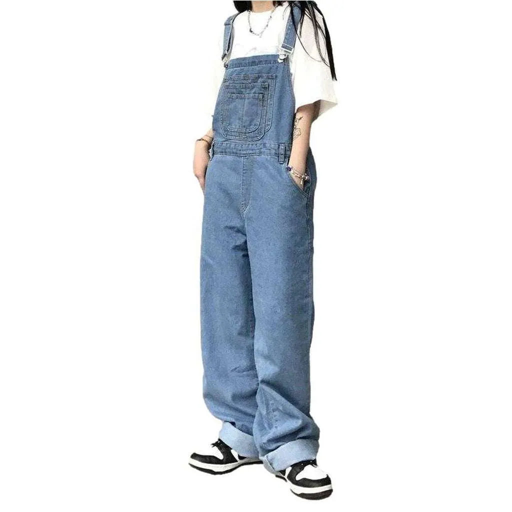 Stretchable Women's Jean Overall - Light Blue