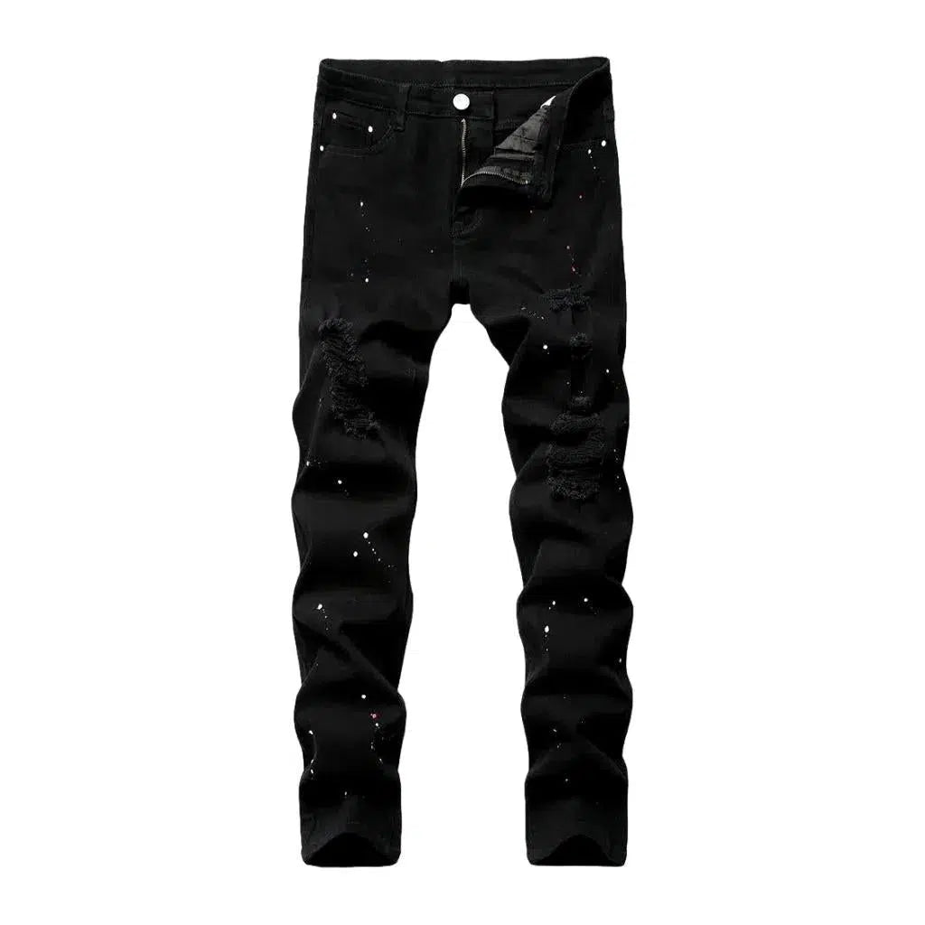 Stretchy men's distressed jeans