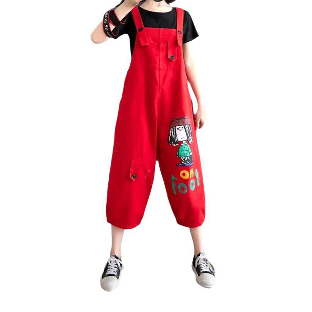 Stylish Jean Dungaree for Ladies - Red