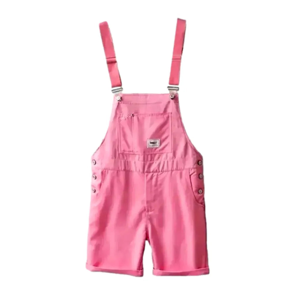 Stylish Jean Overall Shorts for Men - Pink