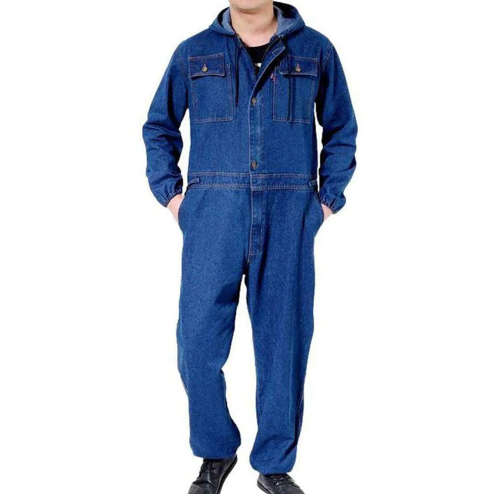 Stylish Men's Jean Jumpsuit - Blue