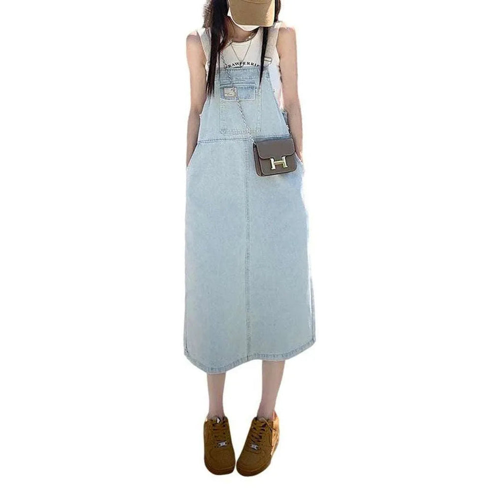 Stylish Street Denim Dress - Light Blue