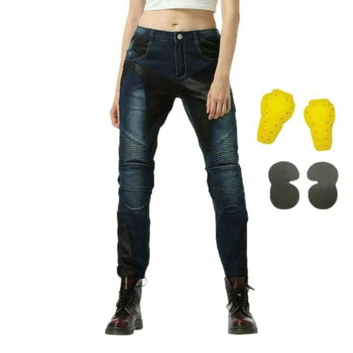 Summer breathable women's biker jeans