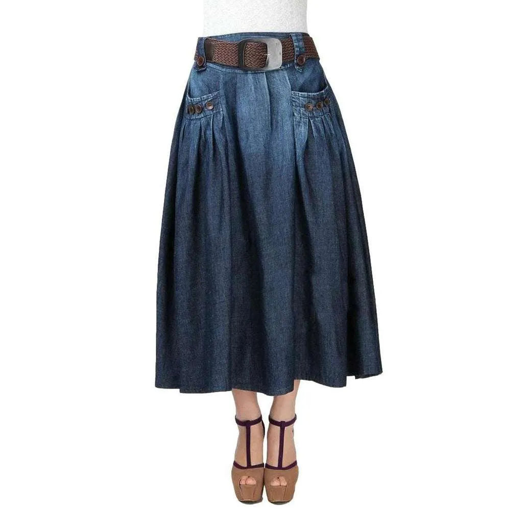 Summer flare long jeans skirt
