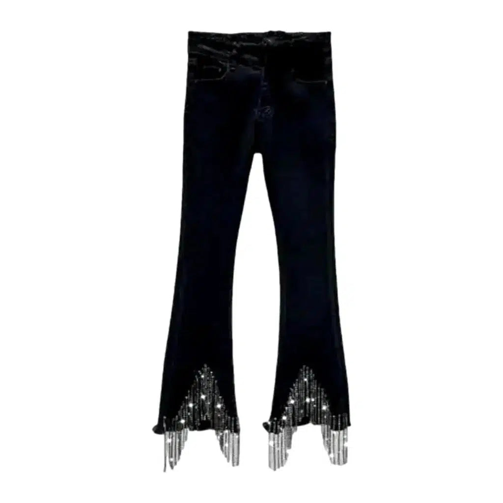 Tassel-hem embellished jeans
 for ladies