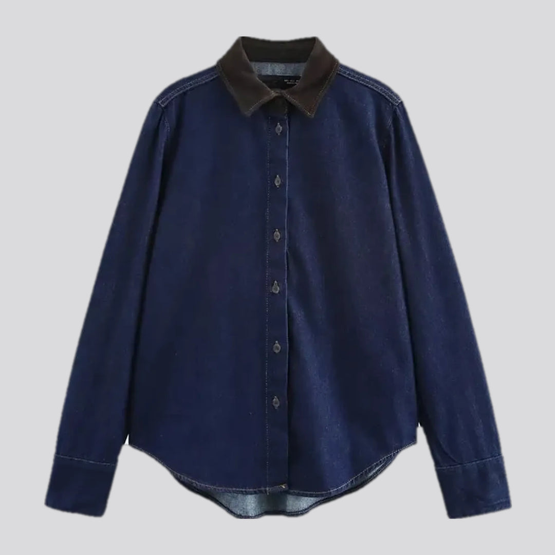 Trendy Dark Fashion Denim Shirt for Ladies | Jeans4you.shop