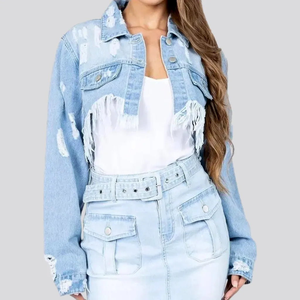 Trendy Light Wash Women's Denim Jacket | Jeans4you.shop