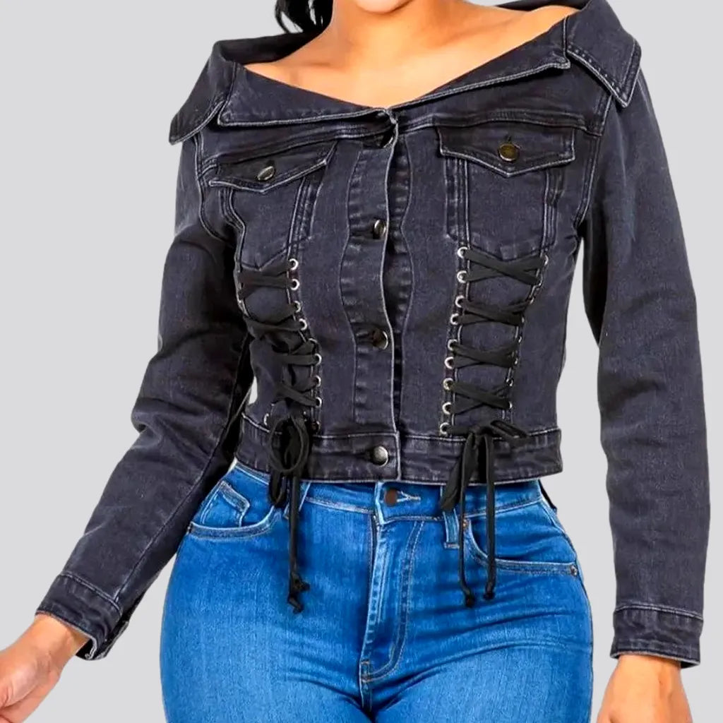 Trendy Medium Length Women's Denim Jacket | Jeans4you.shop