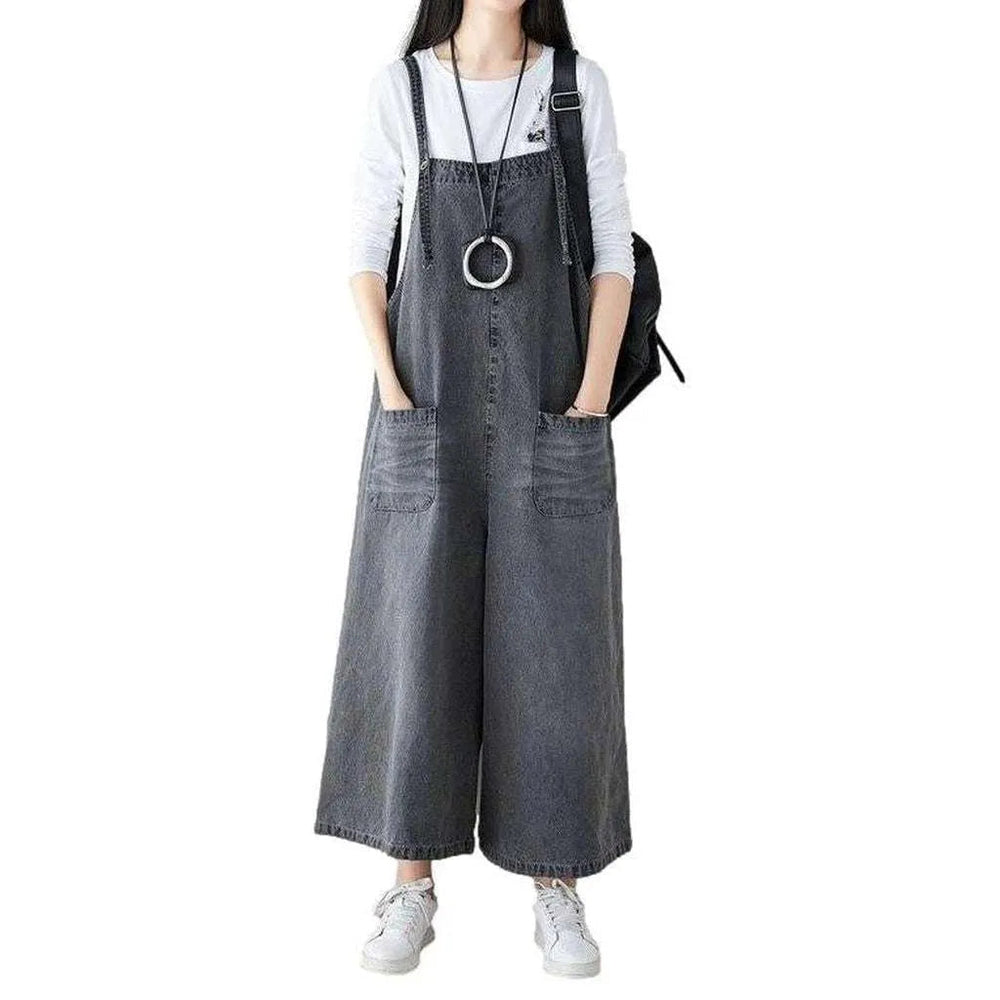 Trendy Women's Denim Dungaree - Grey