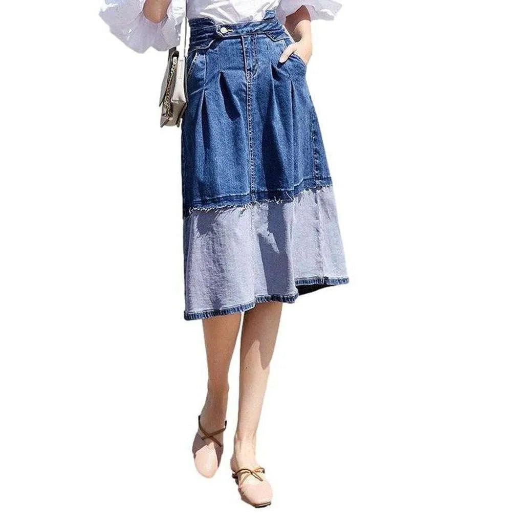Two sided patchwork denim skirt