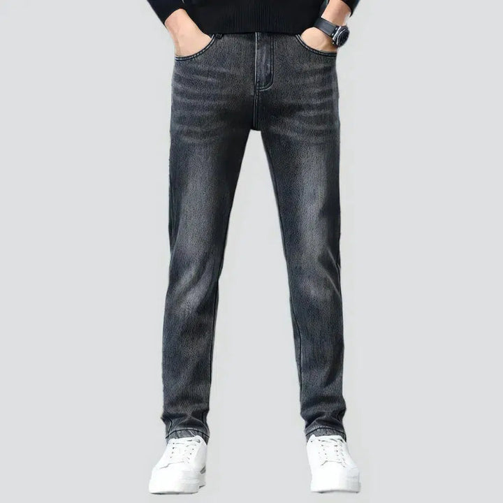 Insulated men's high-waist jeans