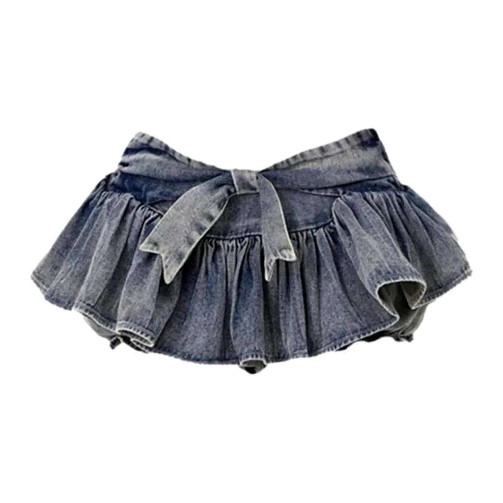 Ultra short pleated jean skirt