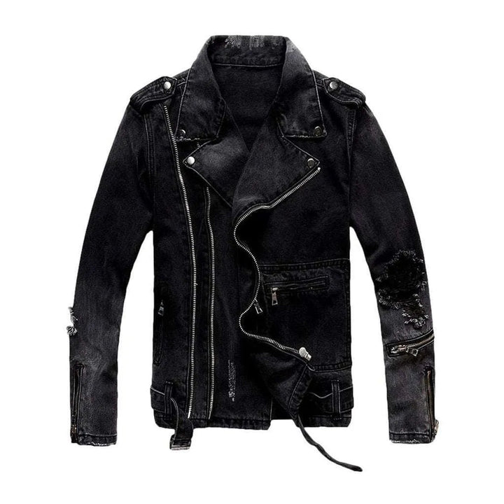 Vintage black biker denim jacket