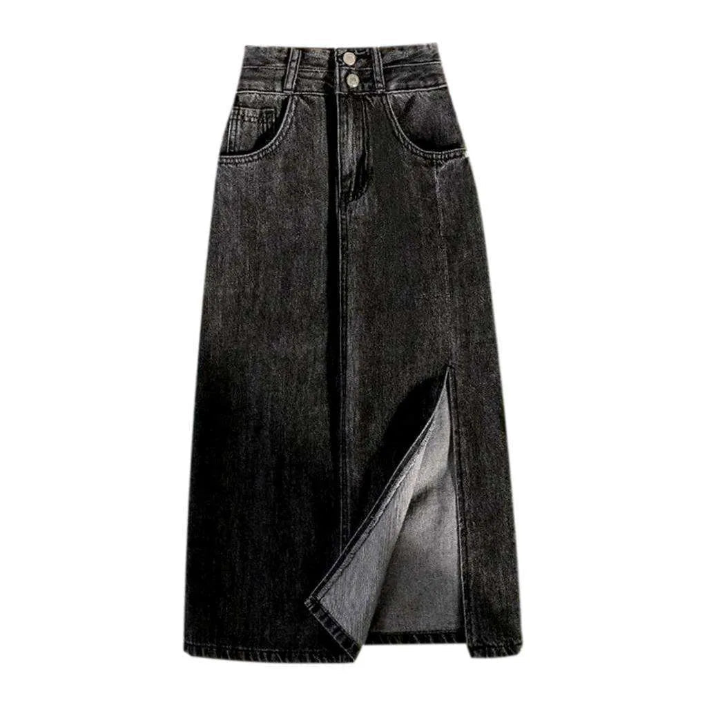 Vintage double waistband denim skirt
 for women
