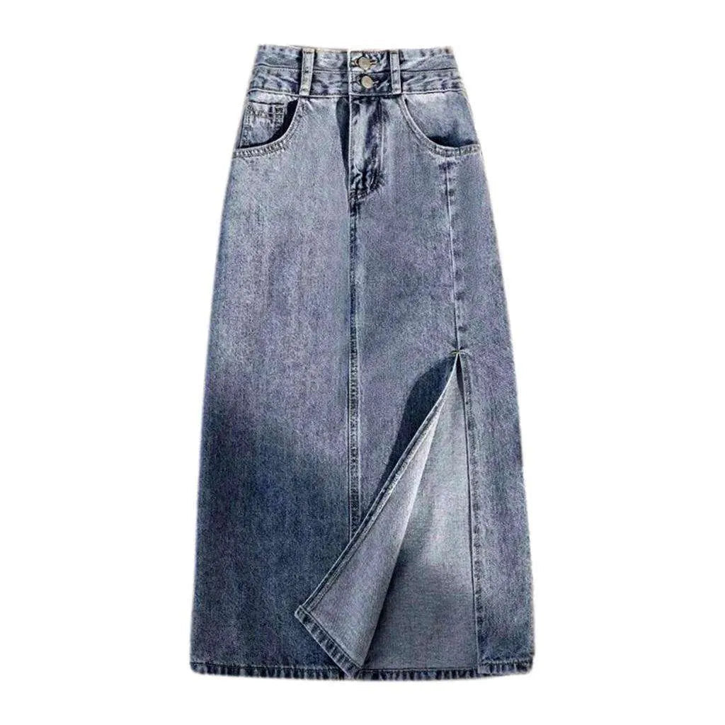 Vintage double waistband denim skirt
 for women