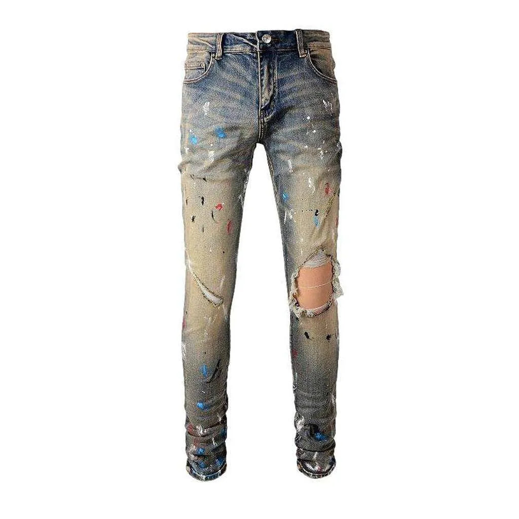 Vintage jeans with paint splatters