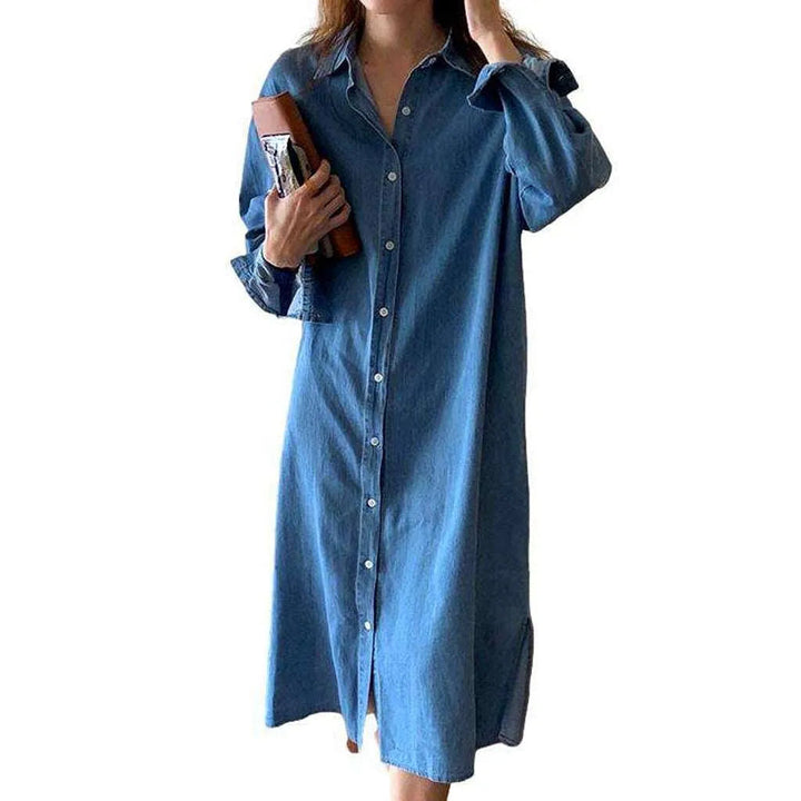 Vintage Light Wash Jeans Dress - Light Blue