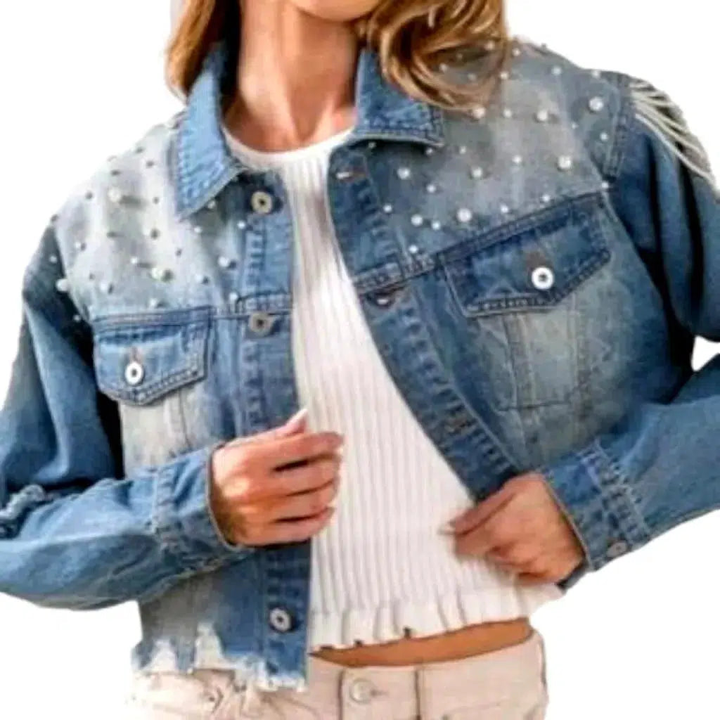 Vintage medium-wash jean jacket
 for ladies
