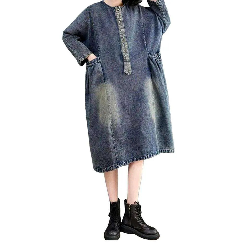 Vintage sanded women's denim dress