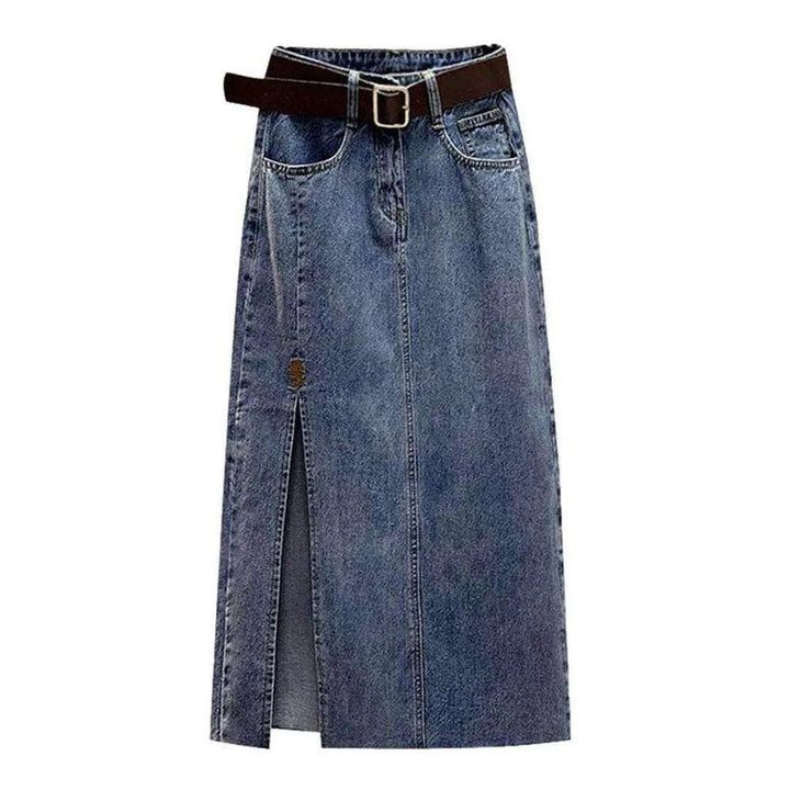 Vintage slit long jean skirt