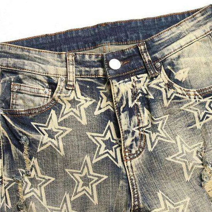 Vintage star print men's jeans