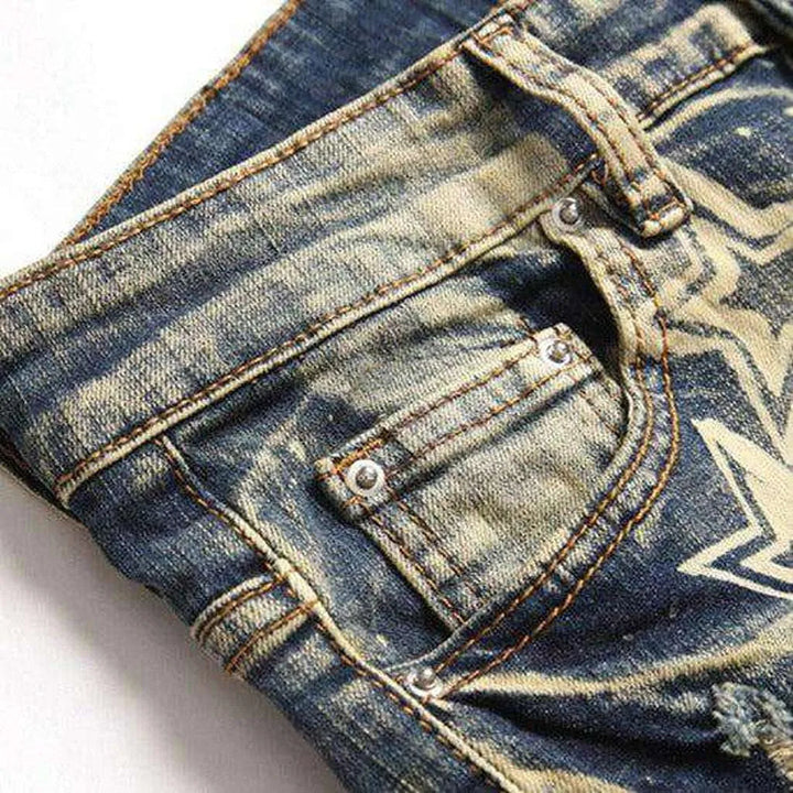 Vintage star print men's jeans