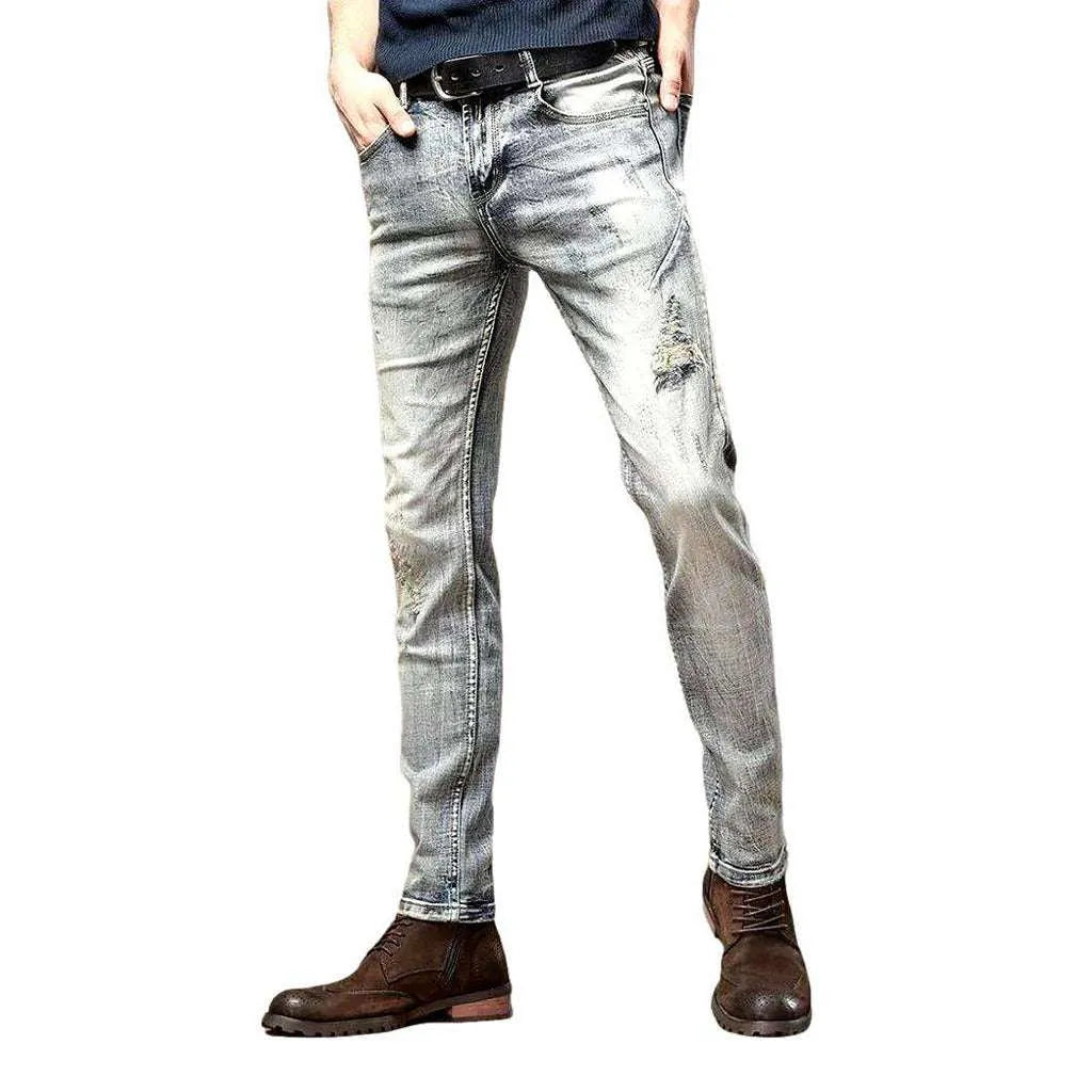 Vintage wash trendy men's jeans