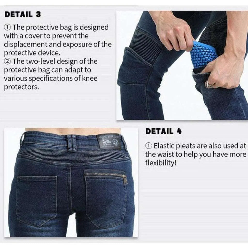 Wear resistant men's moto jeans