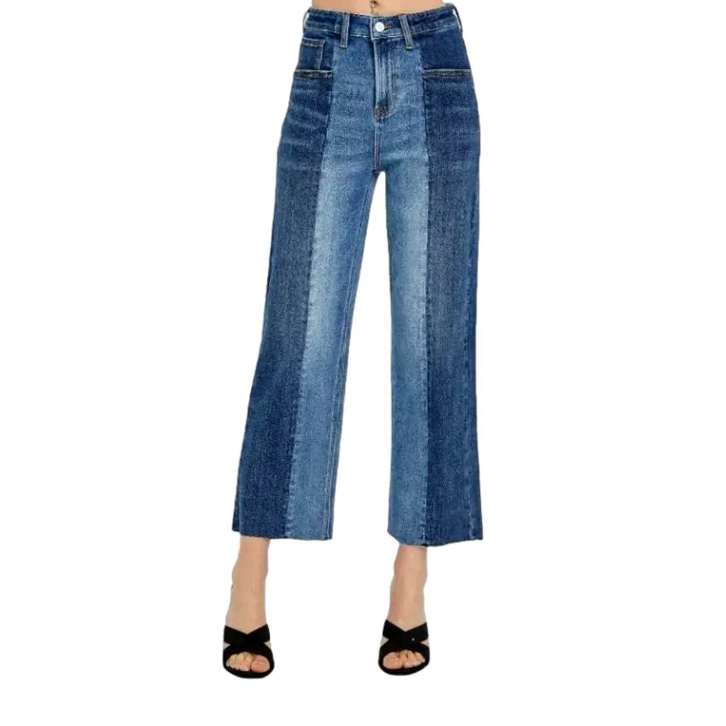 Whiskered mid-waist jeans
 for women