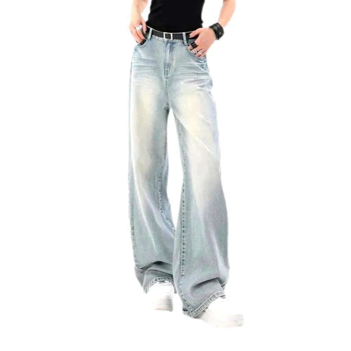 Whiskered sanded jeans
 for ladies