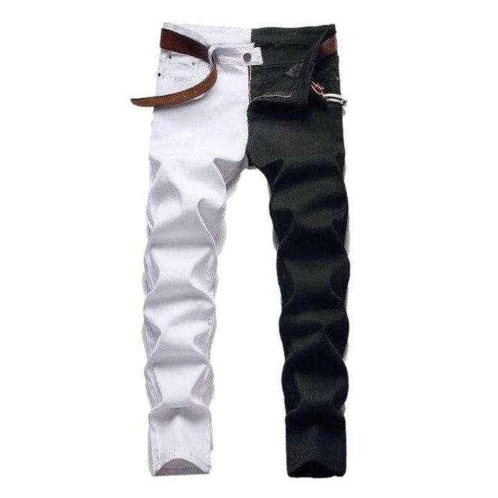 White black slim men's jeans