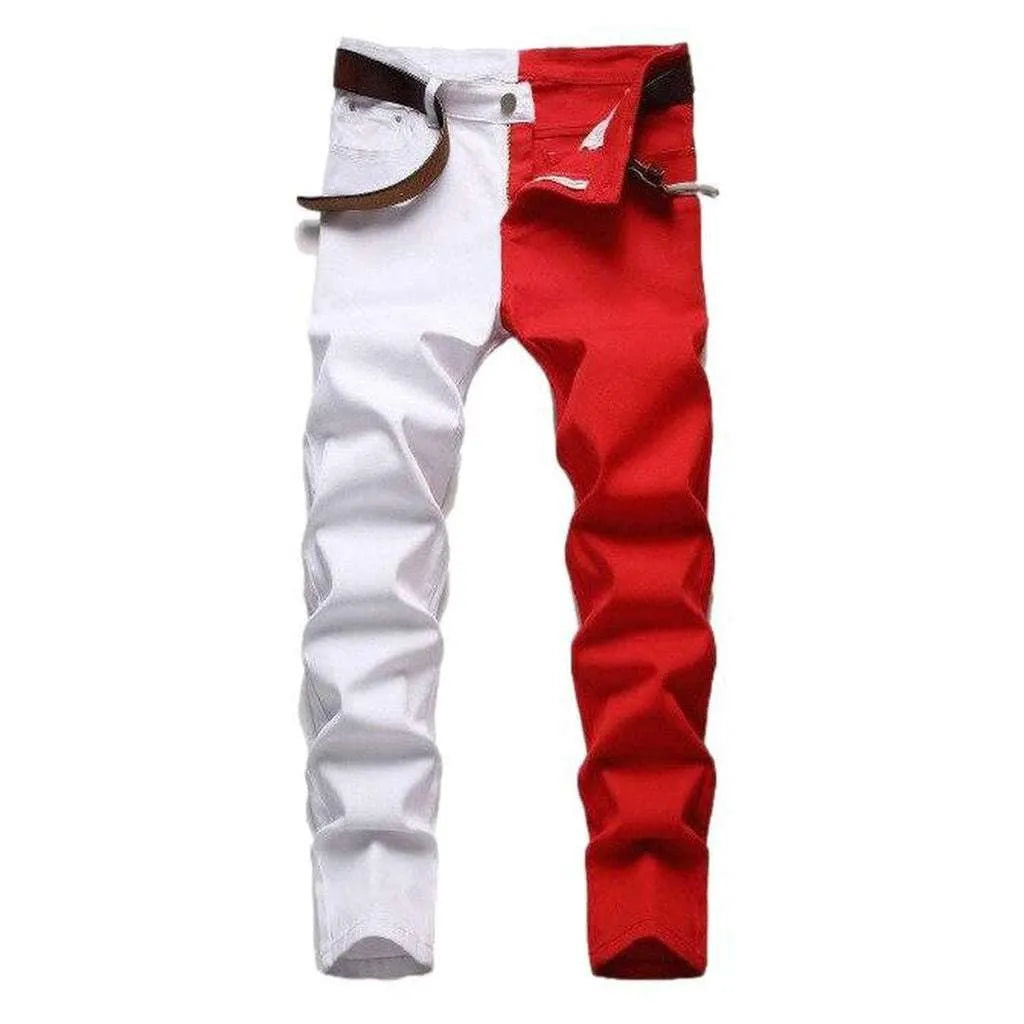 White red slim men's jeans
