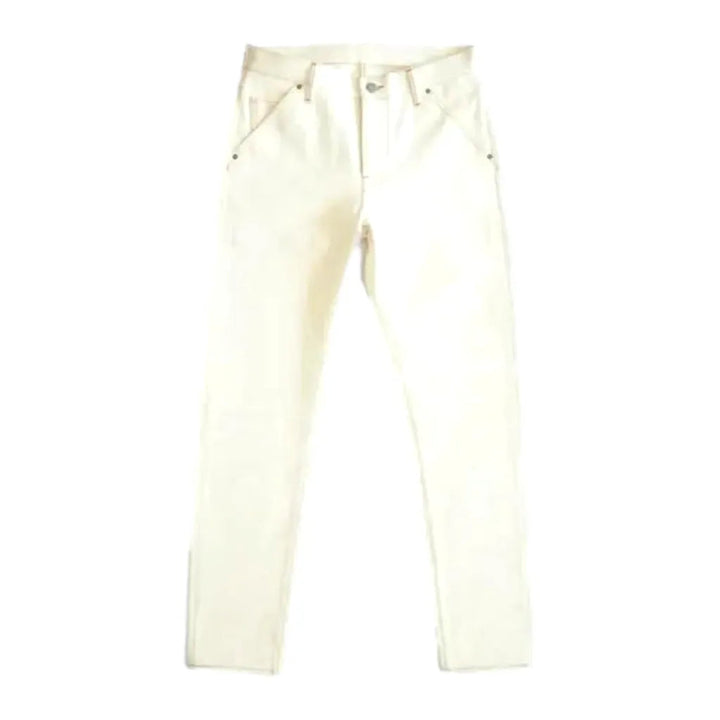 White slim men's selvedge jeans