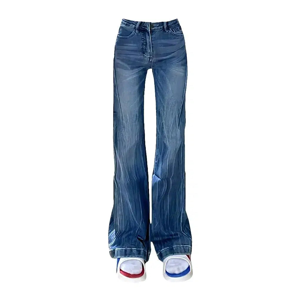 Wide-leg street jeans
 for ladies