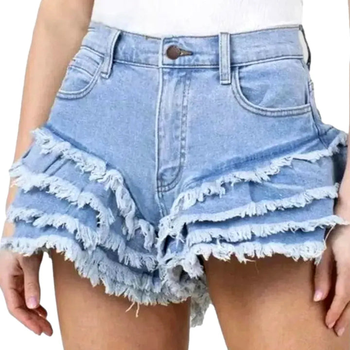 Wide-leg women's denim shorts
