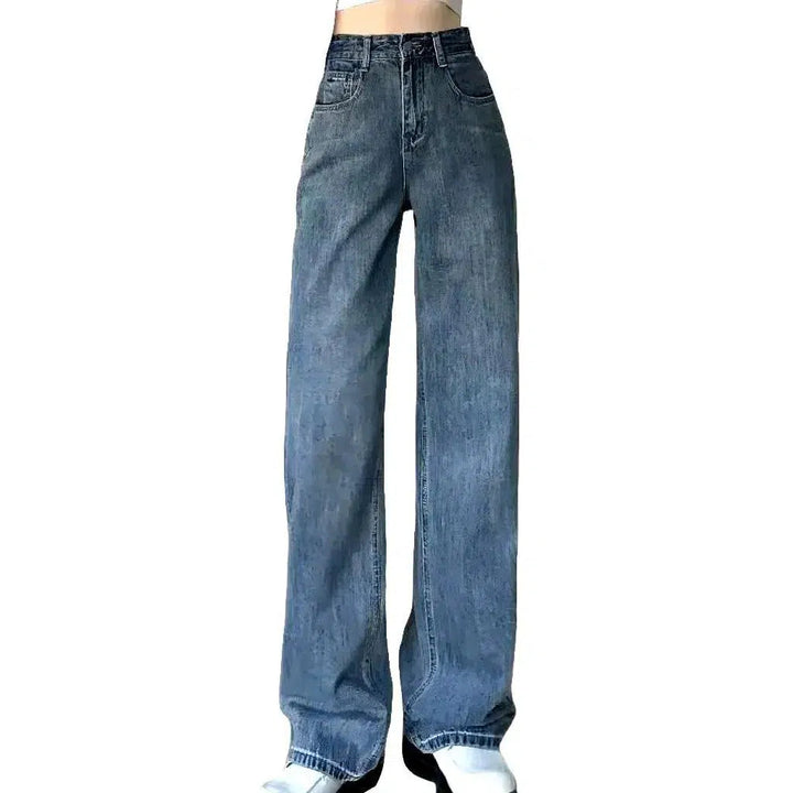 Wide-leg women's high-waist jeans