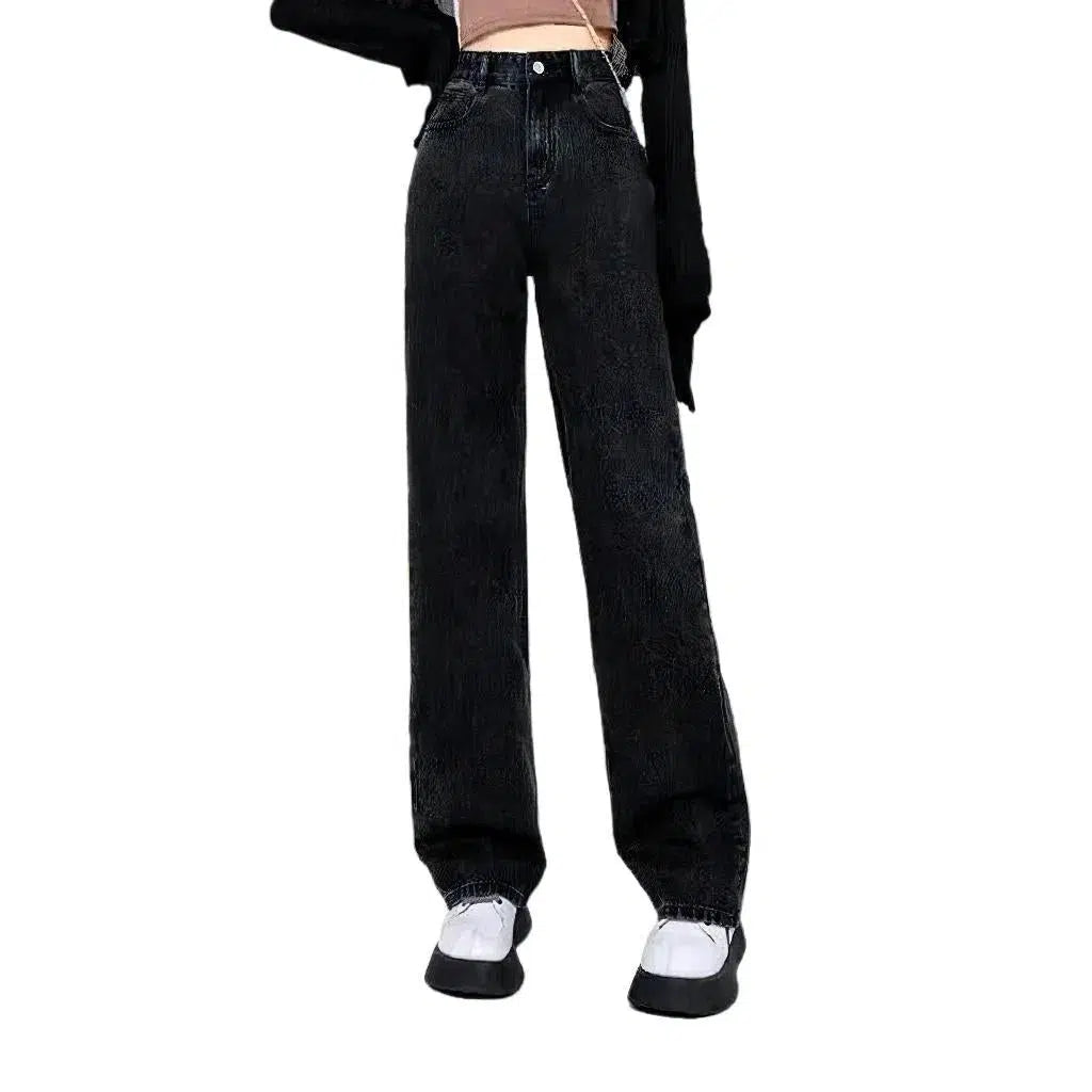 Wide-leg women's high-waist jeans