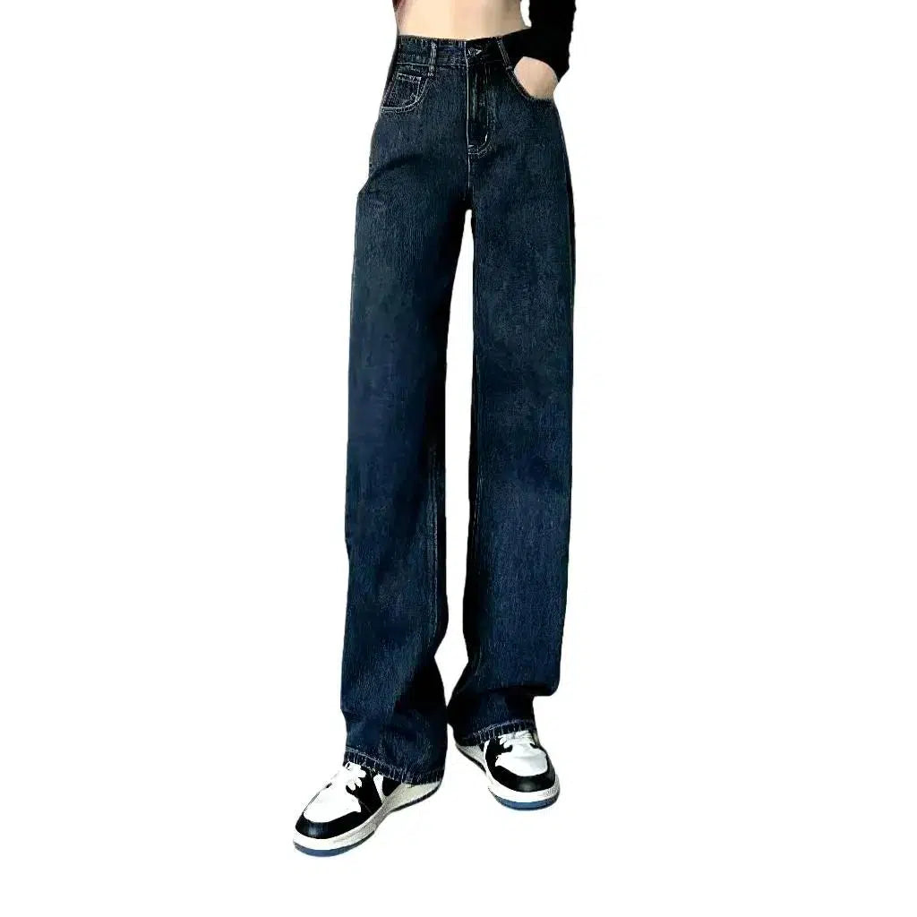 Wide-leg women's high-waist jeans