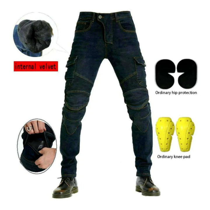 Winter dark men's biker jeans