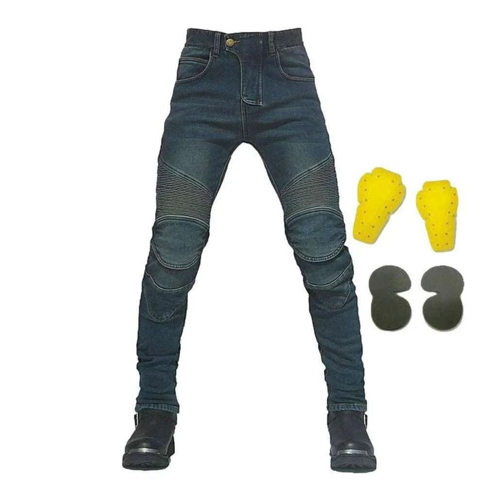 Winter men's biker jeans