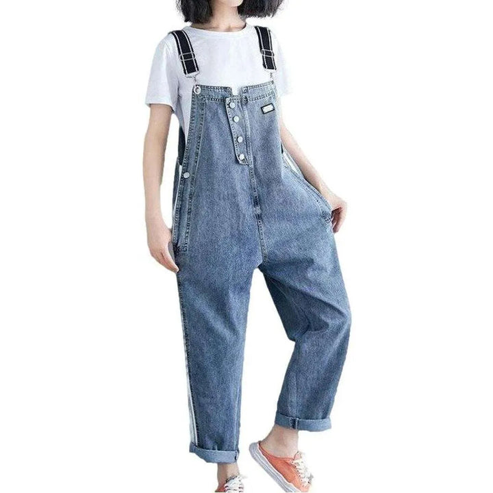 Women's denim overall with bands