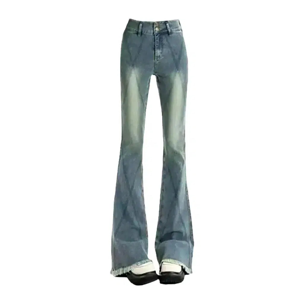 Women's diagonal-lines-print jeans