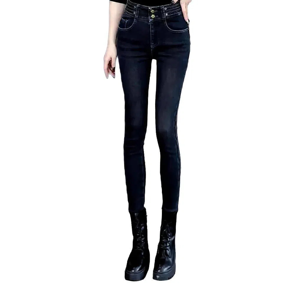 Women's double-waistline jeans