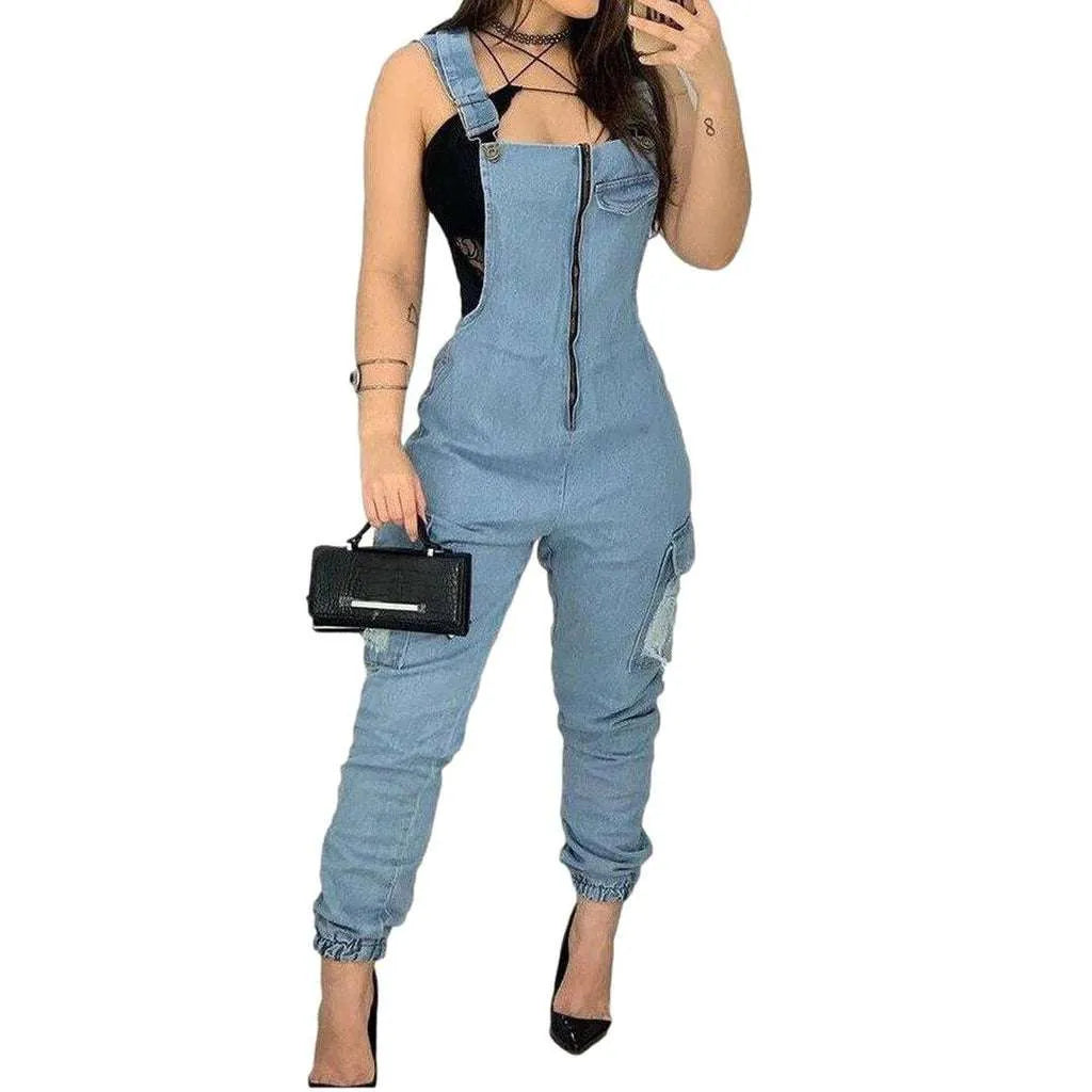 Women's jeans overall with zipper