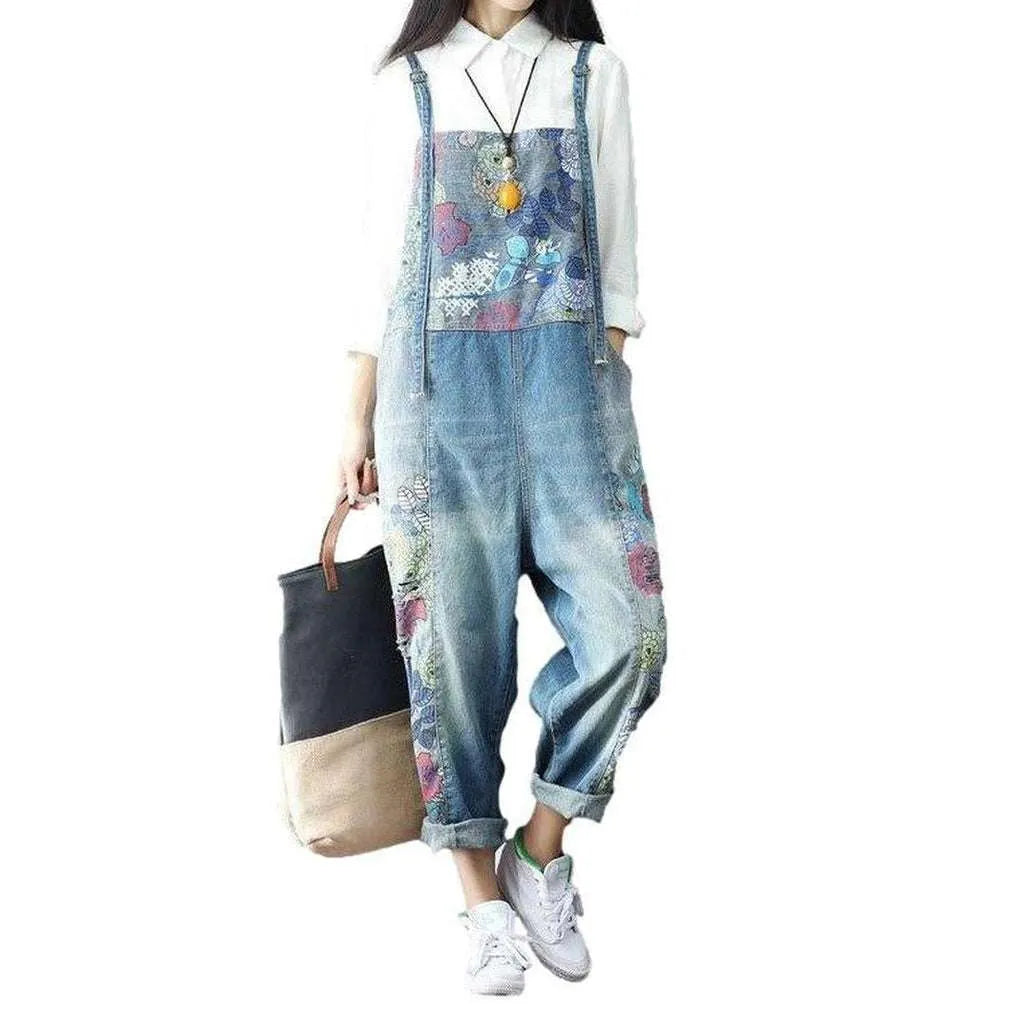 Women's overall painted with flowers