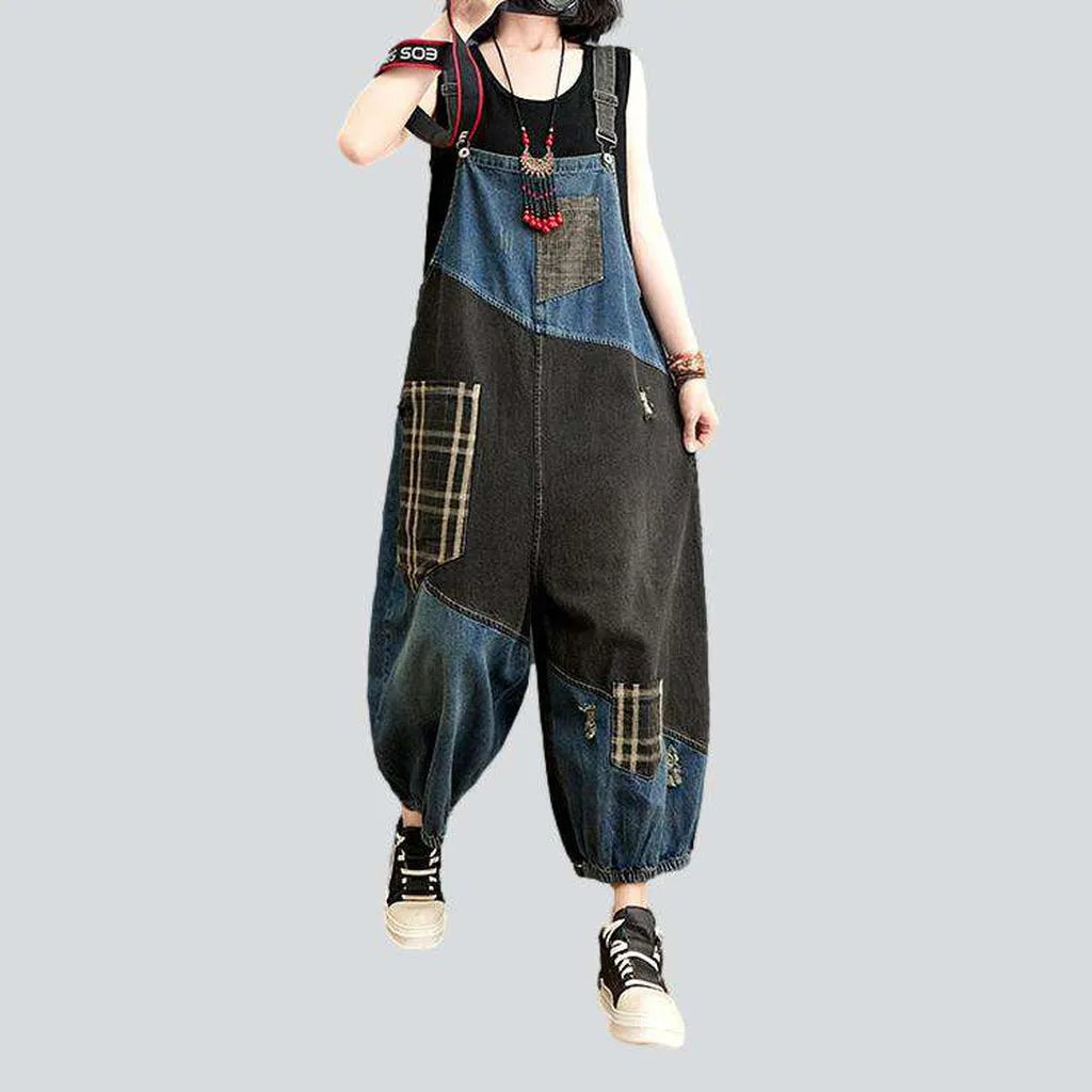 Women's patchwork denim dungaree | Jeans4you.shop