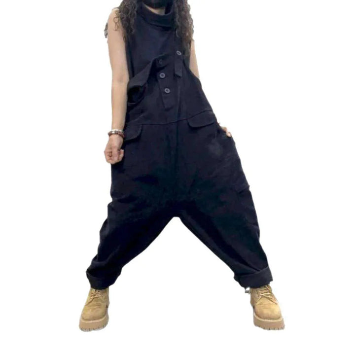 Women's Stylish Denim Overall - Black